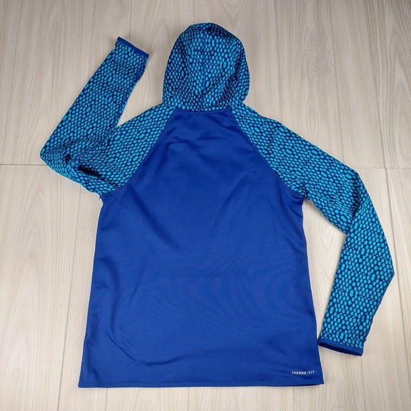 Nike Therma Fit Just Do It Medium Athletic Pullover Hoodie Sweatshirt‎ Blue Teal - Picture 3 of 9